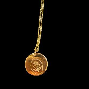 RCI 14K Gold Floral Medallion Necklace with Delicate Chain
